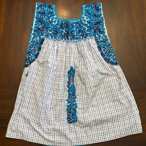 Women’s Mi Golondrina purple and blue Mexican embroidered Top Size Small